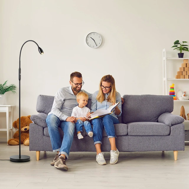 Alt view image 6 of 7 - OBright Ray Adjustable LED Beam Floor Lamp, Dimmable and Zoomable Spotlight, Flexible Gooseneck, Reading/Crafting Standing Lamp, Work Table Light, Matte Black