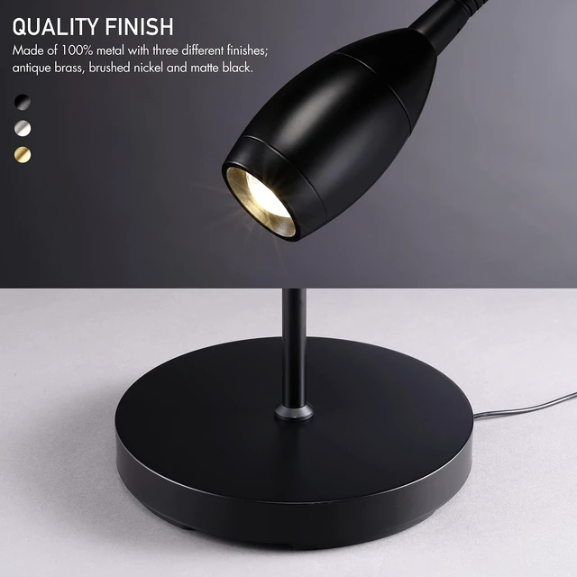 Alt view image 7 of 7 - OBright Ray Adjustable LED Beam Floor Lamp, Dimmable and Zoomable Spotlight, Flexible Gooseneck, Reading/Crafting Standing Lamp, Work Table Light, Matte Black