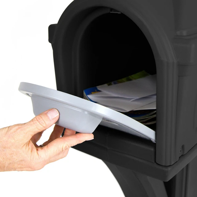 Alt view image 3 of 7 - Classic Plastic Residential Mailbox & Post Mount Combo Kit with 2 Access Doors - Black