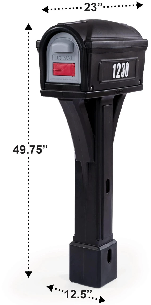 Alt view image 5 of 7 - Classic Plastic Residential Mailbox & Post Mount Combo Kit with 2 Access Doors - Black