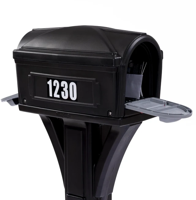 Alt view image 6 of 7 - Classic Plastic Residential Mailbox & Post Mount Combo Kit with 2 Access Doors - Black