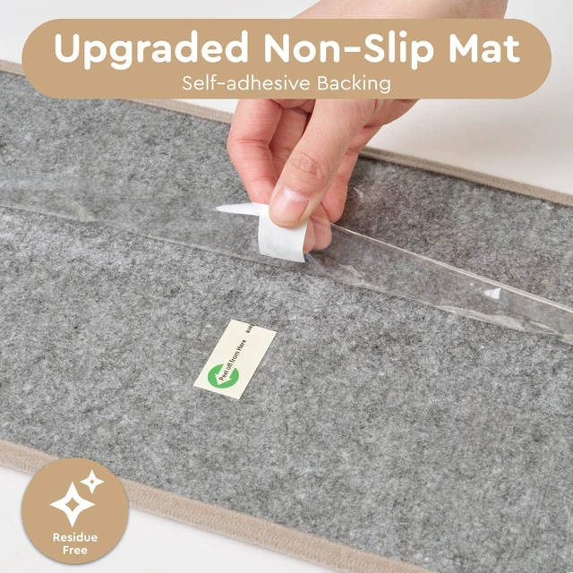 Alt view image 3 of 7 - Soft Peel and Stick Stair Treads for Wooden Steps 8"x30" 15PC Plush Stair-Treads Non Slip Indoor, Carpet-Stair Tread Reusable Adhesive for Kids and Pets, Washable Stair Runner Rugs Beige