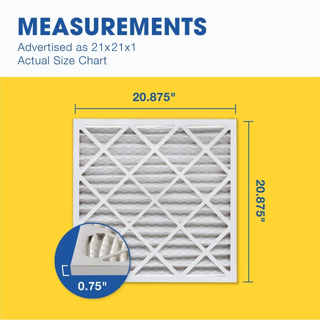 Alt view image 5 of 7 - Air Filter 21x21x1 MERV 11 AC Filter, HVAC, Furnace Filter, 6 Pack ACTUAL SIZE (20.88 x 20.88 x 0.75) AC Filter, Furnace Filter, Dust, Pet Dander, Smoke & Allergies MERV 11 (MPR 1200)