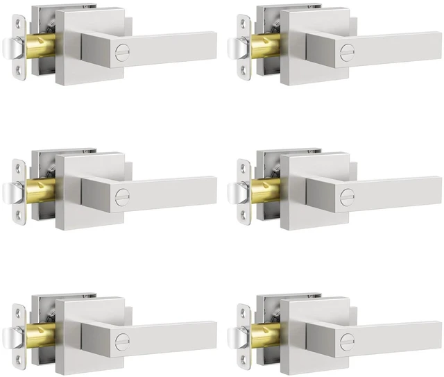 Main image of 6 Pack Door Handles Interior Door Knobs, Privacy Door Levers for Bedroom Bathroom, Heavy Duty Zinc Alloy Door Handles Door Leverset for Left & Right Handled Doors