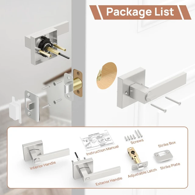 Alt view image 6 of 7 - 6 Pack Door Handles Interior Door Knobs, Privacy Door Levers for Bedroom Bathroom, Heavy Duty Zinc Alloy Door Handles Door Leverset for Left & Right Handled Doors