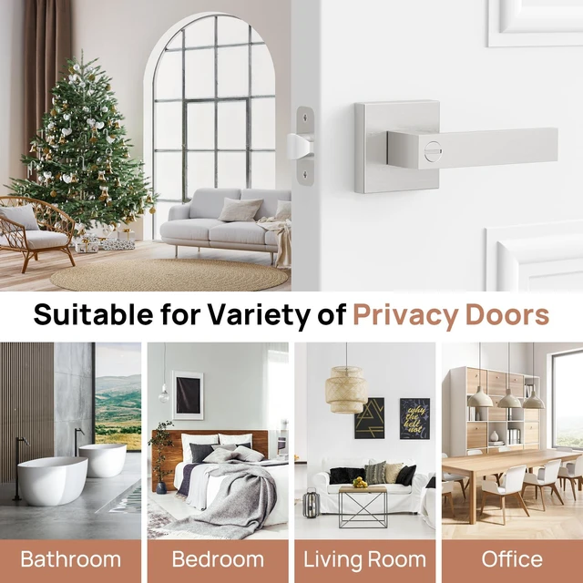 Alt view image 7 of 7 - 6 Pack Door Handles Interior Door Knobs, Privacy Door Levers for Bedroom Bathroom, Heavy Duty Zinc Alloy Door Handles Door Leverset for Left & Right Handled Doors