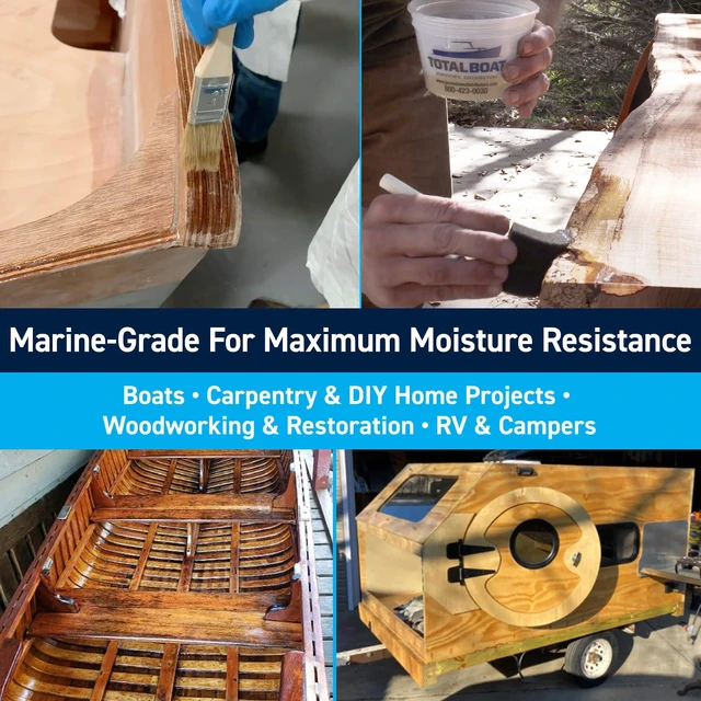 Alt view image 3 of 7 - Clear Penetrating Epoxy Wood Sealer - 1.5 Pint Kit, Cold Weather Ideal for Wood Rot Repair & Sealing Plywood; Marine-Grade Epoxy Hardens and Stabilizes; Waterproofs and Protects Outdoor Wood
