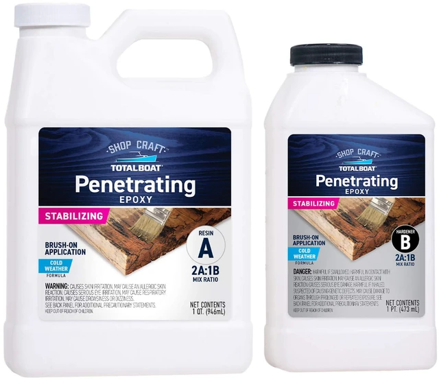 Main image of Clear Penetrating Epoxy Wood Sealer - 1.5 Quart Kit, Cold Weather Ideal for Wood Rot Repair & Sealing Plywood; Marine-Grade Epoxy Hardens and Stabilizes; Waterproofs and Protects Outdoor Wood