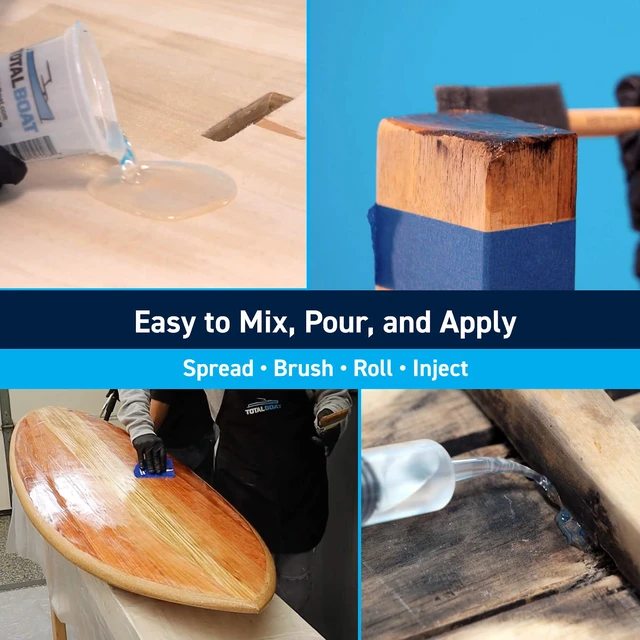 Alt view image 7 of 7 - Clear Penetrating Epoxy Wood Sealer - 1.5 Pint Kit, Cold Weather Ideal for Wood Rot Repair & Sealing Plywood; Marine-Grade Epoxy Hardens and Stabilizes; Waterproofs and Protects Outdoor Wood