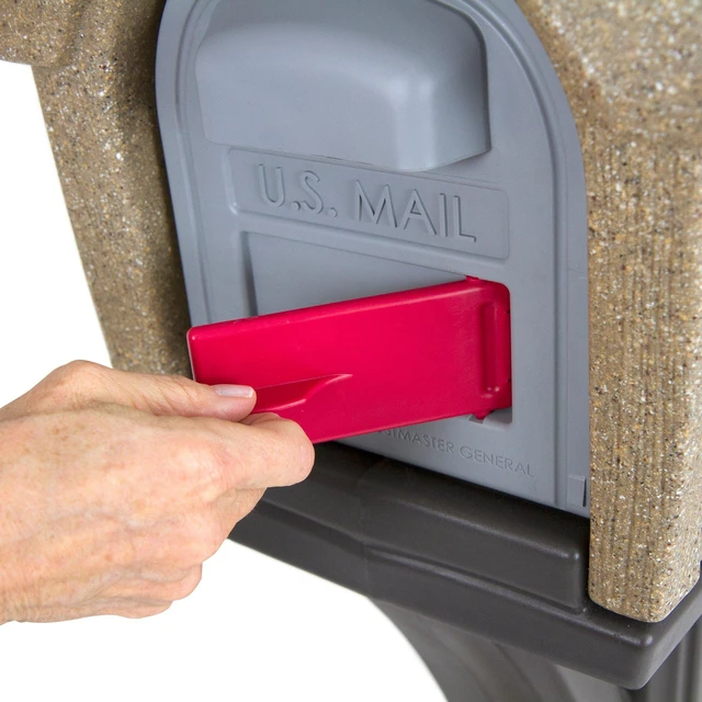 Alt view image 2 of 7 - Rustic Home Plastic Residential Cabin Mailbox & Post Mount Combo Kit with 2 Access Doors - Sandstone, Made in USA