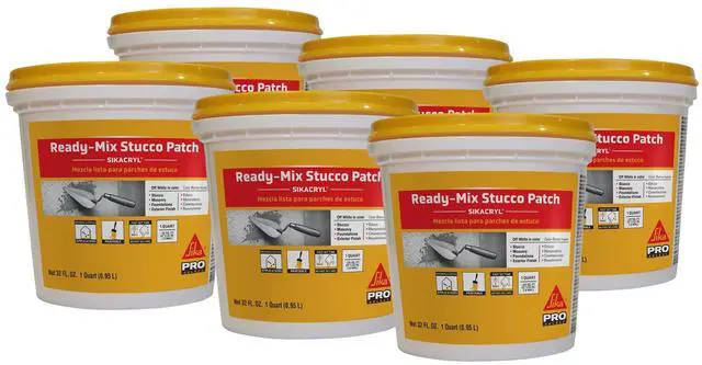 Main image of cryl Stucco Repair, White, 1-Qt, Ready-Mix Stucco Patch for Large Cracks and Spalls, Acrylic-Based, Interior/Exterior, Textured, Moisture-Resistant (Pack of 6)