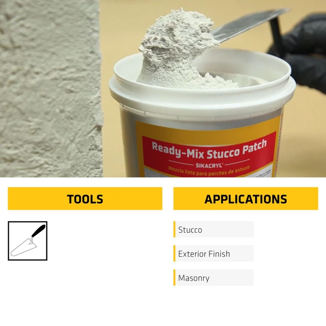 Alt view image 5 of 6 - cryl Stucco Repair, White, 1-Qt, Ready-Mix Stucco Patch for Large Cracks and Spalls, Acrylic-Based, Interior/Exterior, Textured, Moisture-Resistant (Pack of 6)