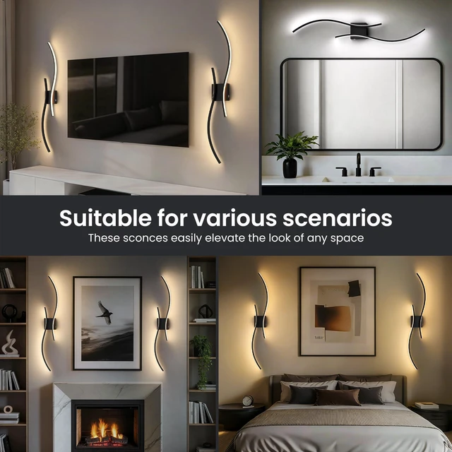 Alt view image 7 of 7 - 10000mAh Battery Operated Wall Sconces Set of 2, Black, 31.5 Inch 3CCT, Renter Friendly, Rechargeable Wall Lights, Remote, Dimmable, LED Cordless Lights for Living Room, Bedroom, Home Decor