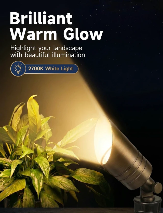 Alt view image 2 of 7 - Solid Brass Landscape Spotlight 4-Pack with 5W MR16 Bulb(S05) Low Voltage Lighting,Outdoor Uplighting,Heavy Duty,12V,LED,Waterproof, for Front Backyard, Garden, Patio,House,Tree
