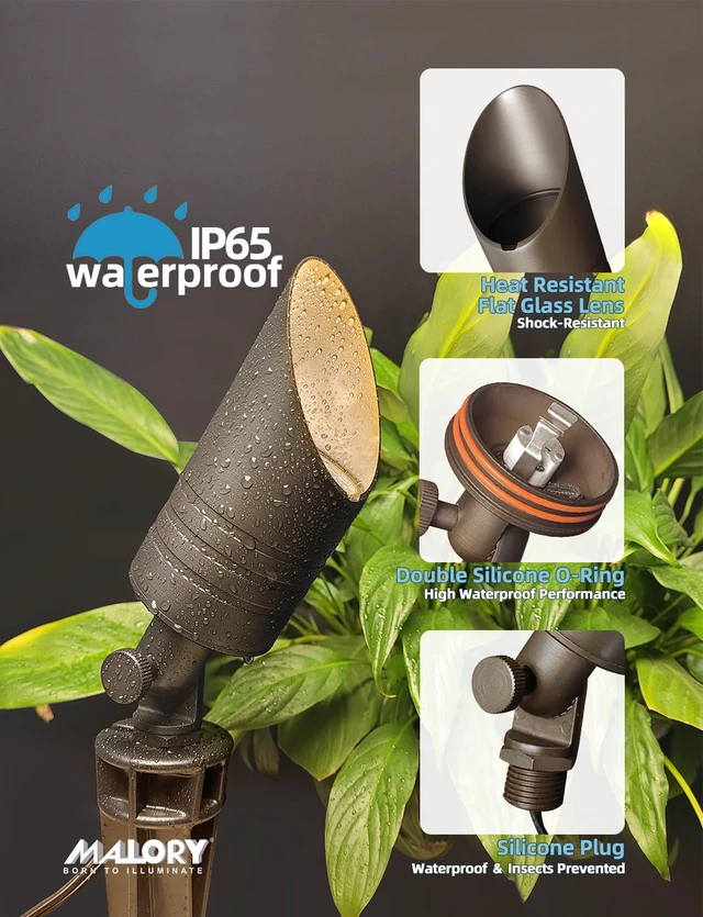 Alt view image 4 of 7 - Solid Brass Landscape Spotlight 4-Pack with 5W MR16 Bulb(S05) Low Voltage Lighting,Outdoor Uplighting,Heavy Duty,12V,LED,Waterproof, for Front Backyard, Garden, Patio,House,Tree