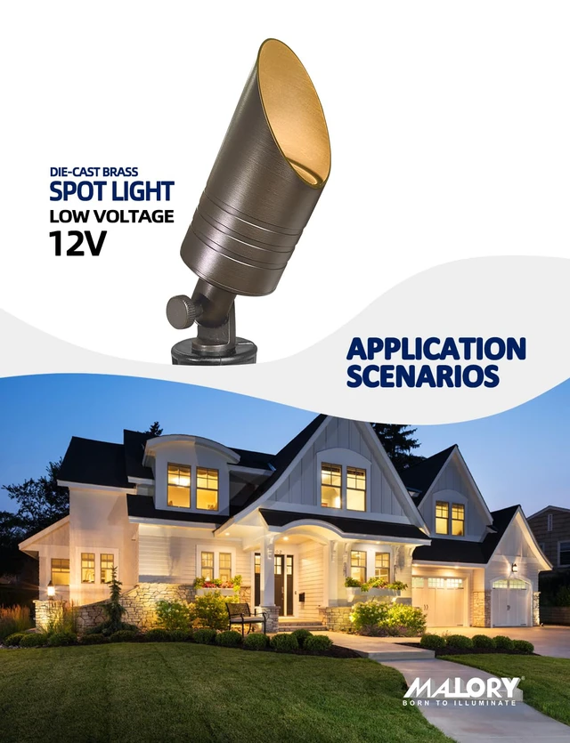 Alt view image 5 of 7 - Solid Brass Landscape Spotlight 4-Pack with 5W MR16 Bulb(S05) Low Voltage Lighting,Outdoor Uplighting,Heavy Duty,12V,LED,Waterproof, for Front Backyard, Garden, Patio,House,Tree