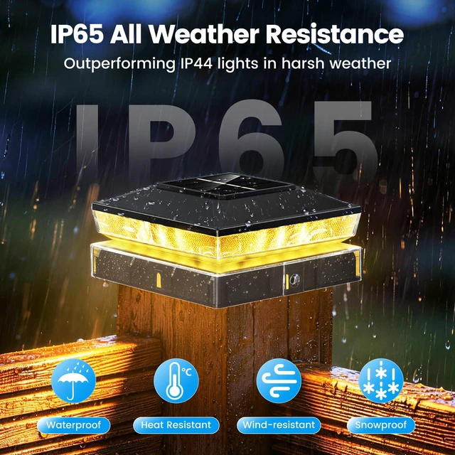 Alt view image 6 of 7 - Solar Post Cap Lights 16 Pack, Post Lights for 4x4 Wood/Vinyl Posts 3.5x3.5/4x4 Fence Post Solar Lights, IP65 Waterproof, 10-12H Upgraded Warm/Cool White Glow for Garden/Patio/Porch - Black