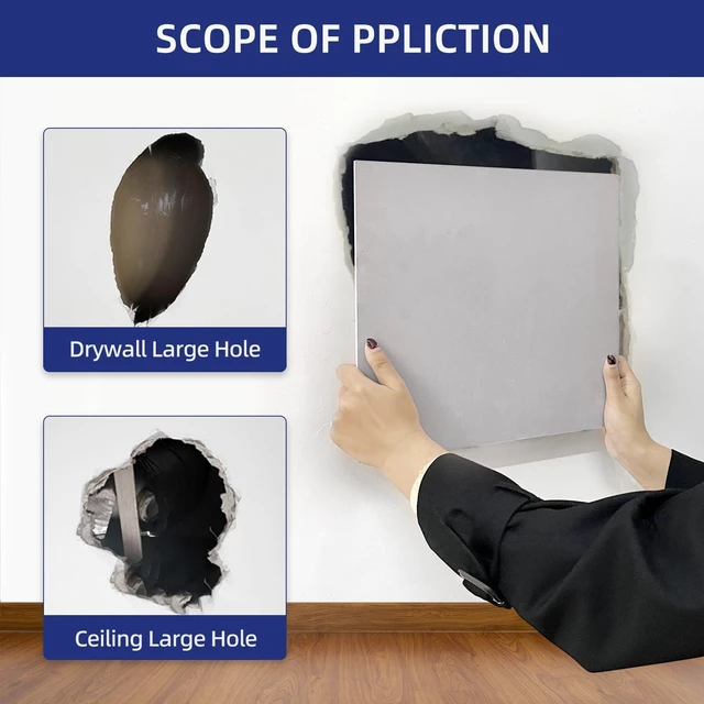 Alt view image 2 of 7 - Drywall Repair Kit with 20"x20" Panel - Large Hole Patch for Walls Quick and easy Sheetrock repair solution. Includes tools for wall surface hole filling and patching