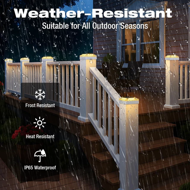 Alt view image 5 of 7 - 4x4 Solar Post Cap Lights Outdoor 16 Pack, 3 Color Modes/Dusk to Dawn/IP65 Waterproof, Fits 4x4 Vinyl/PVC Wood Posts Top, White LED Fence Topper Light for Deck, Backyard