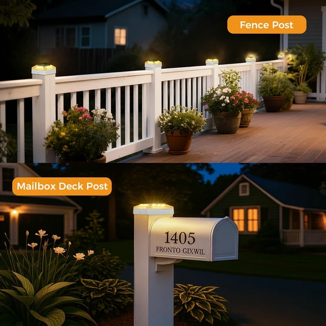 Alt view image 7 of 7 - 4x4 Solar Post Cap Lights Outdoor 16 Pack, 3 Color Modes/Dusk to Dawn/IP65 Waterproof, Fits 4x4 Vinyl/PVC Wood Posts Top, White LED Fence Topper Light for Deck, Backyard