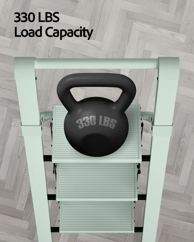 Alt view image 4 of 7 - 3 Step Ladder,Aluminum Step Stool Foldable-Fairyland Green Lightweight Folding Ladder with Handgrip,Wide Top Pedal,330lbs Capacity Stepladder for Home,Office,Kitchen