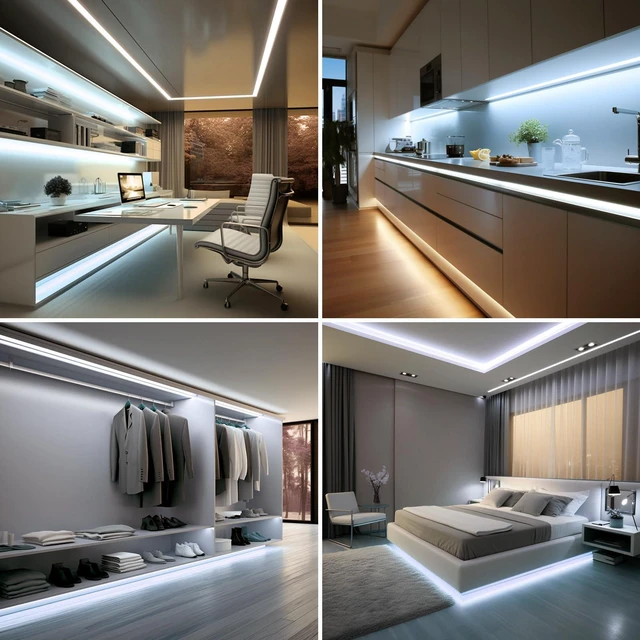 Alt view image 5 of 7 - 24V COB LED Strip Lights 65.6ft CRI 93 Cuttable with Power Supply 6000K Cool White LED Tape Light Adhesive 160W 312LEDs/m for Bedroom Kitchen Living Room Ceiling, 2 Rolls of 32.8ft