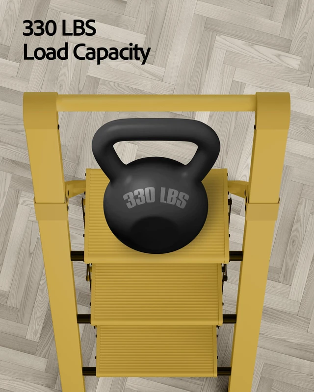 Alt view image 4 of 7 - 3 Step Ladder,Aluminum Step Stool Foldable-Twilight Yellow Lightweight Folding Ladder with Handgrip,Wide Top Pedal,330lbs Capacity Stepladder for Home,Office,Kitchen