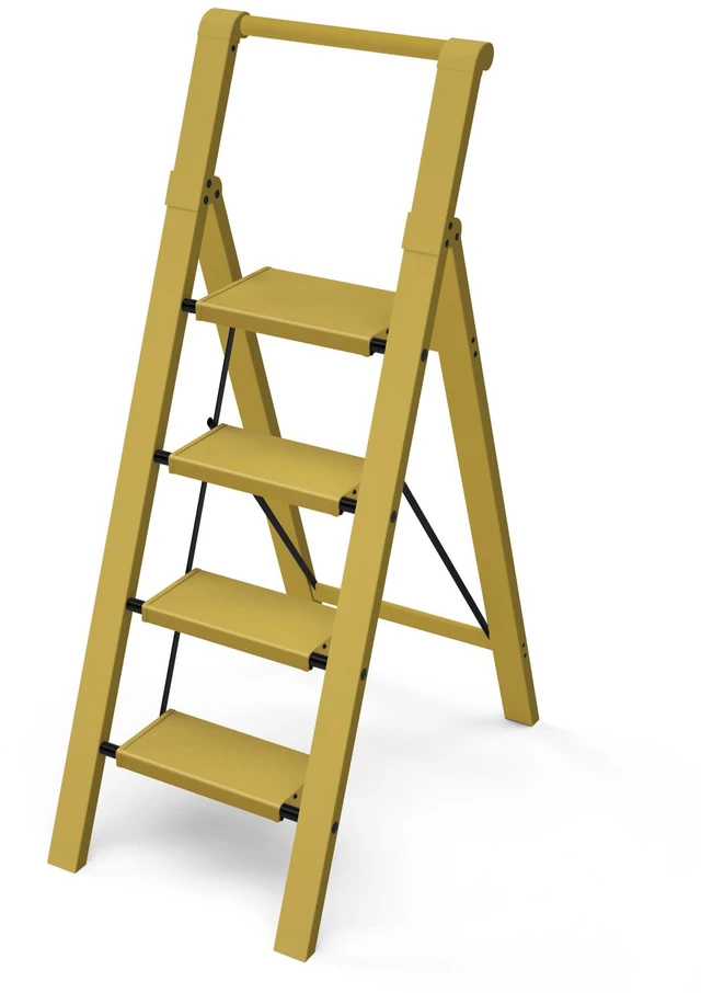 Main image of 4 Step Ladder,Aluminum Step Stool Foldable-Twilight Yellow Lightweight Folding Ladder with Convenient Handgrip,Wide Top Pedal,330lbs Capacity Stepladder for Home,Office,Kitchen