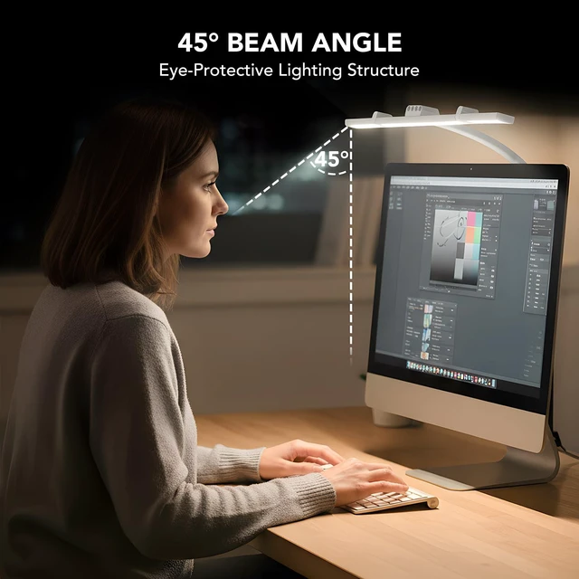 Alt view image 6 of 7 - LED Desk Lamp for Home Office with Base, 28.2" Adjustable Gooseneck Swing Arm Bright Desk Light, Dimmable Architect Table Lamp for Desktop Computer Light, Reading, Study, WorkbenchWhite