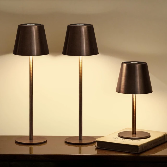 Main image of 3 Pack Cordless Table Lamp, Portable Battery Operated Lamp with 3 Color Temps and Stepless Dimming, Rechargeable Table Lamp for Dinner, Desk, Cafe, Outdoor (Brushed Mocha)