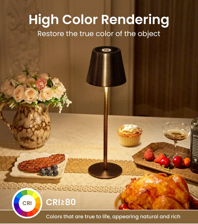Alt view image 4 of 7 - 3 Pack Cordless Table Lamp, Portable Battery Operated Lamp with 3 Color Temps and Stepless Dimming, Rechargeable Table Lamp for Dinner, Desk, Cafe, Outdoor (Brushed Mocha)