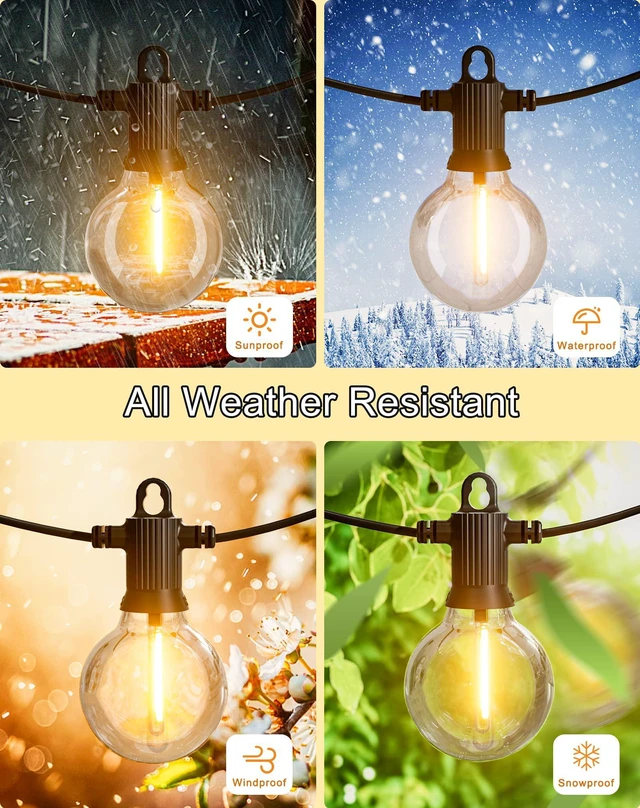 Alt view image 2 of 7 - Outdoor String Lights, 200FT G40 LED IP65 Waterproof Patio Lights 100 Shatterproof Globe Bulbs, Connectable Dimmable Hanging Lights for Outside Backyard Garden Bistro Porch, 2700K (2x100FT)