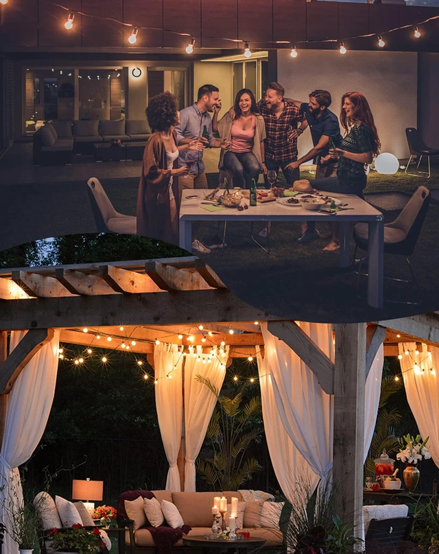 Alt view image 6 of 7 - Outdoor String Lights, 200FT G40 LED IP65 Waterproof Patio Lights 100 Shatterproof Globe Bulbs, Connectable Dimmable Hanging Lights for Outside Backyard Garden Bistro Porch, 2700K (2x100FT)