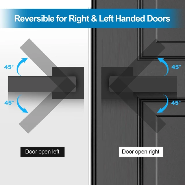 Alt view image 7 of 7 - Passage Door Lever, 6 Pack Matte Black Interior Door Handles for Hallway and Closet, Heavy Duty Square Interior Keyless Door Handles Non-Locking Door Knobs for Right & Left Side Door
