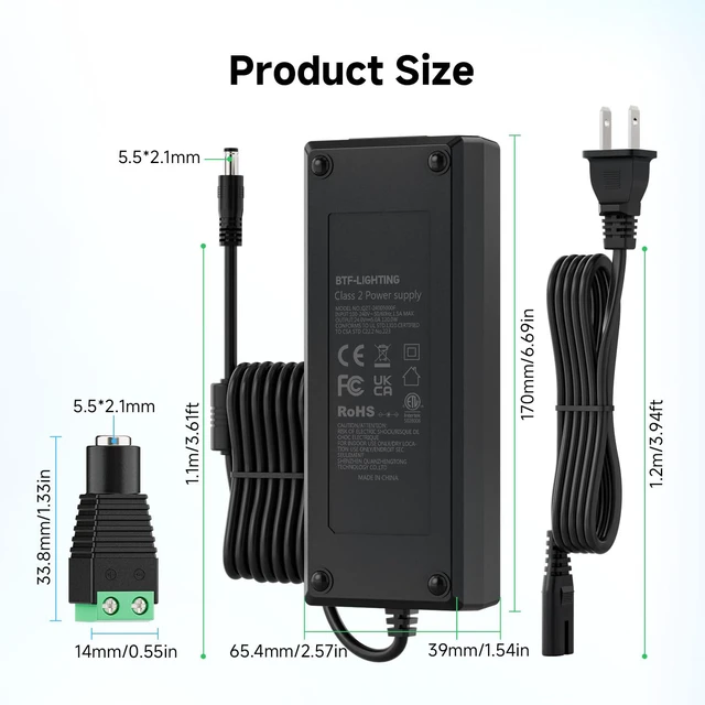 Alt view image 3 of 6 - DC24V 5A 120W LED Driver 2 Pack, Power Supply 100-240V AC to 24V DC 120W Converter, Over Voltage Protection, Short Circuit Protection
