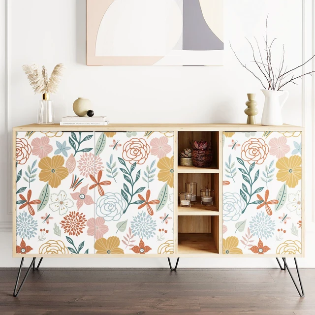 Alt view image 4 of 7 - Floral Peel and Stick Wallpaper 17.71×1181Boho Floral Wallpaper Pink Floral Contact Paper Self Adhesive Removable Wallpaper for Bathroom Cabinet Decorative