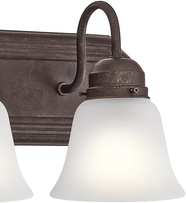 Alt view image 6 of 7 - 4-Light Bathroom Vanity Light, Tannery Bronze Traditional vanity light with satin etched glass for bathroom mirrors (30" x 8" x 8"), 5338TZS