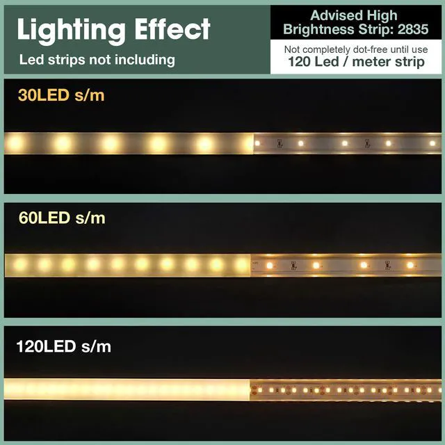 Alt view image 4 of 7 - 10-Pack 6.6ft/2Meter U Shape White LED Aluminum Channel System with Milky Cover, End Caps and Mounting Clips, Aluminum Channel Profile for LED Strip Light Diffuser Installations (10pack*6.6ft)