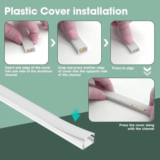 Alt view image 7 of 7 - 10-Pack 6.6ft/2Meter U Shape White LED Aluminum Channel System with Milky Cover, End Caps and Mounting Clips, Aluminum Channel Profile for LED Strip Light Diffuser Installations (10pack*6.6ft)