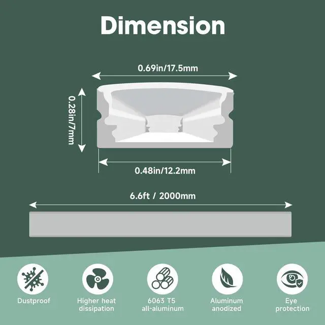 Alt view image 6 of 7 - 10-Pack 6.6ft/2Meter U Shape White LED Aluminum Channel System with Milky Cover, End Caps and Mounting Clips, Aluminum Channel Profile for LED Strip Light Diffuser Installations (10pack*6.6ft)