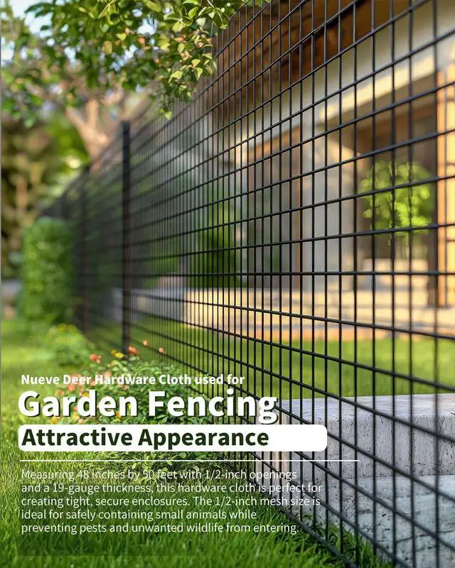 Alt view image 7 of 7 - Black Hardware Cloth 1/2 Inch 48 x 100 Ft 19-Gauge Chicken Wire Fencing, Welded Wire Fencing, Wire Mesh Roll, Cage Wire, Garden Fencing, Vegetable Garden, Wire Cloth