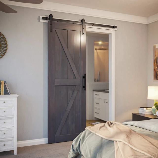 Alt view image 7 of 7 - 5ft Sliding Barn Door Hardware kit, Fit 30" Wide Door Panel Barn Door Track, Sliding Door Hardware kit, Smoothly and Quietly -Heavy Duty Sturdy -Easy to Install, I Shape Hanger