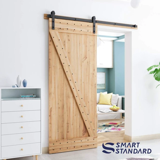 Alt view image 2 of 7 - 6ft Sliding Barn Door Hardware kit, Fit 36" Wide Door Panel Barn Door Track, Sliding Door Hardware kit, Smoothly and Quietly -Heavy Duty Sturdy -Easy to Install, I Shape Hanger