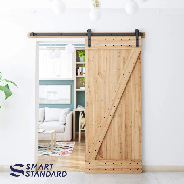 Alt view image 4 of 7 - 6ft Sliding Barn Door Hardware kit, Fit 36" Wide Door Panel Barn Door Track, Sliding Door Hardware kit, Smoothly and Quietly -Heavy Duty Sturdy -Easy to Install, I Shape Hanger