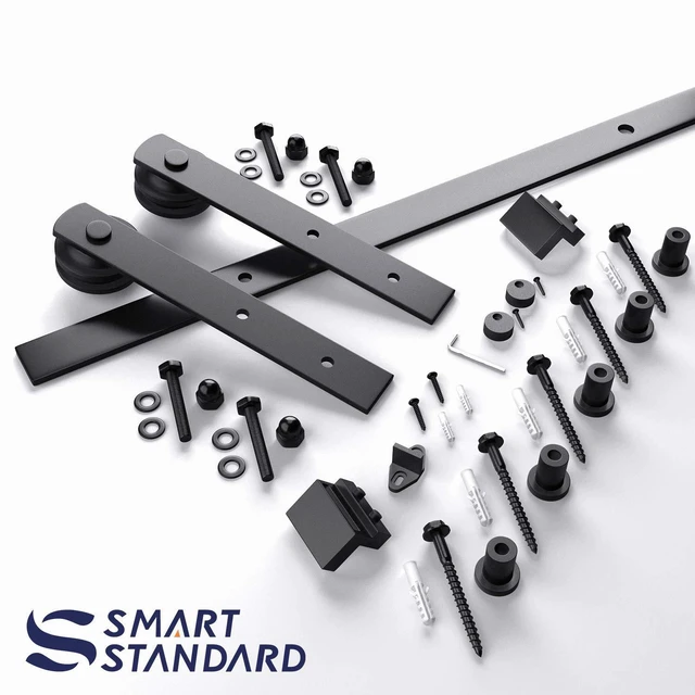 Alt view image 5 of 7 - 6ft Sliding Barn Door Hardware kit, Fit 36" Wide Door Panel Barn Door Track, Sliding Door Hardware kit, Smoothly and Quietly -Heavy Duty Sturdy -Easy to Install, I Shape Hanger