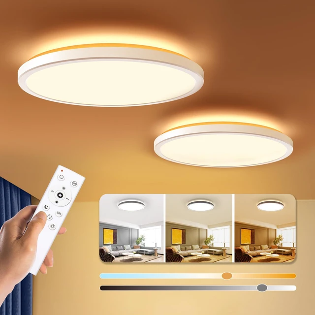 Main image of Dimmable LED Flush Mount Ceiling Light Fixture with Remote Control, 12Inch 3000K-6500K Light Color Adjustable, Modern Ultra-Thin Ceiling Lamp for Bedroom Kitchen, Wired