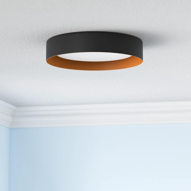 Alt view image 2 of 7 - 16.5-Inch Flush Mount Ceiling Light,Matte Black with Gold Interior 30W LED dimmable ceiling light with warm 3000K lighting for bedroom, hallway and foyer spaces