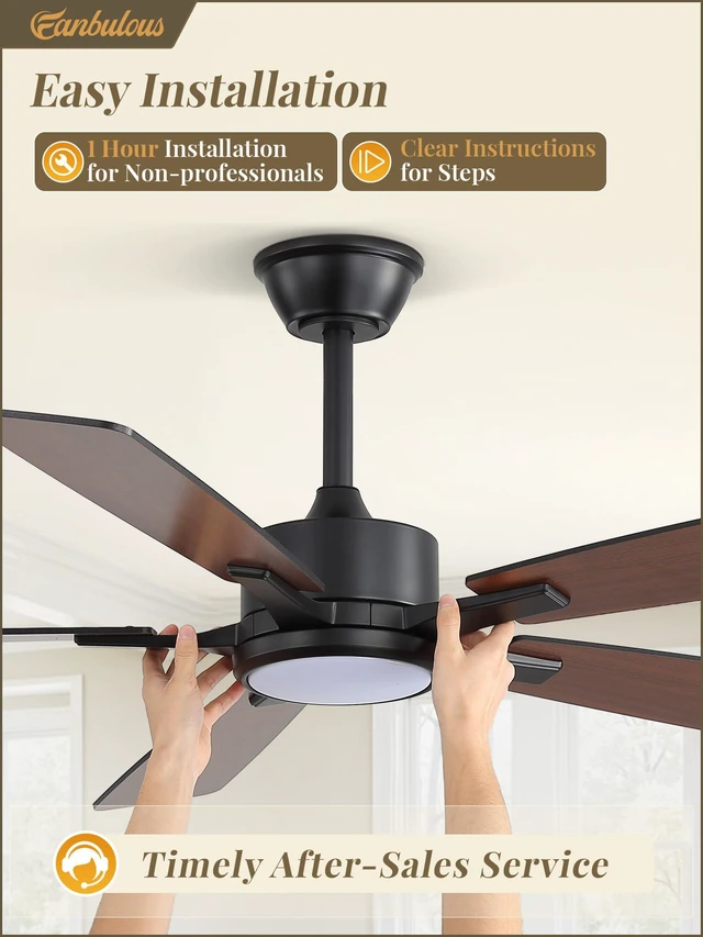 Alt view image 6 of 7 - 52 Inch Ceiling Fans with Lights, Black, Remote & APP Control Stepless CCT & Dimmable, 20W LED, 6-Speed, Timer, Reversible Quiet DC Motor, Quick Setup, for Bedroom, Living Room, Apartment