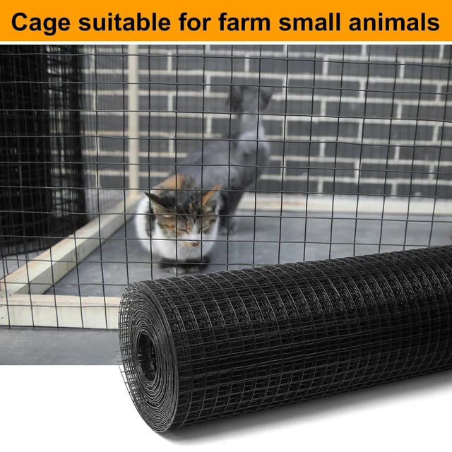 Alt view image 7 of 7 - Black Hardware Cloth 1inx48inx100ft, Chicken Wire Fencing, 17 Gauge, Vinyl PVC Coated Mesh, Welded Wire mesh, Perfect for Gopher Wire, Rodent Mesh, Tree Guard, Chicken Coop, with Tools