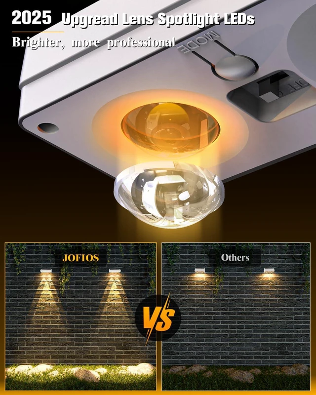 Alt view image 3 of 6 - Solar Fence Lights 16 Pack, 50 Lumens Outdoor Solar Lights with 12 Modes RGB Color Glow LEDWaterproof, Solar Lights for Patio, Backyard, Deck, Fence, Railing(White Shell)
